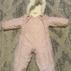 H & M Pink Floral Baby Snowsuit Size 3 Months